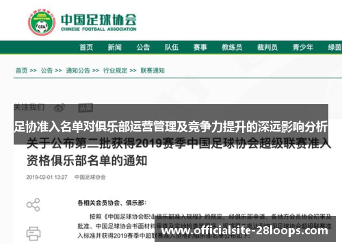 足协准入名单对俱乐部运营管理及竞争力提升的深远影响分析 足协准入名单对俱乐部运营管理及竞争力提升的深远影响分析